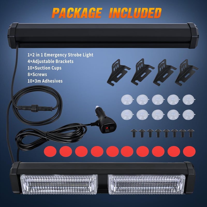 Nilight شريط ضوء تحذير الطوارئ LED 40 باللونين الأزرق والأحمر مع أكواب شفط لسيارات الشاحنات والمركبات الإنشائية - Image 4